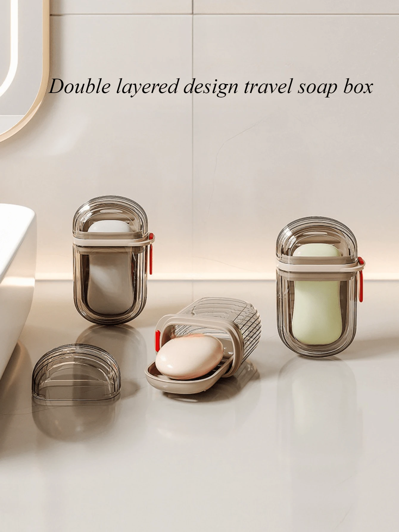 1pc Double Layer Design Travel Soap Container With Lid, Waterproof Soap Box, Multifunctional Storage Box For Trip Home Bathroom Decor Fall Decor Back To School