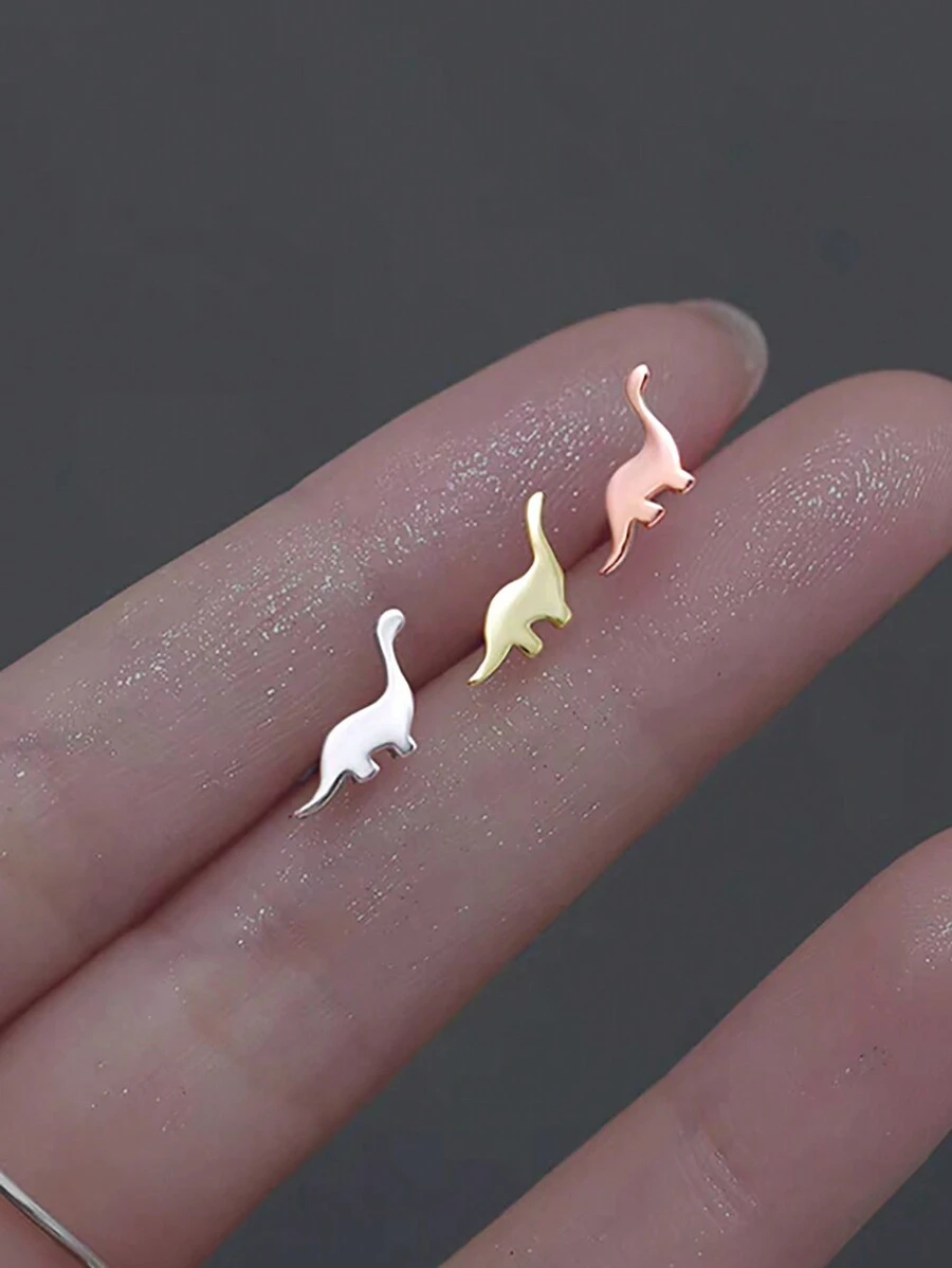 BALMORA 1pair Minimalist & Unique S925 Sterling Silver Cute Little Dinosaur Ear Studs For Girl/Women Daily Wear Birthday Gift