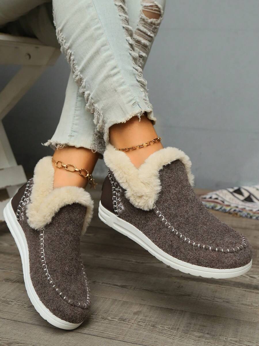 Sneakers infoltite e morbide da donna, con fodera in pelliccia, scarpe casual invernali confortevoli