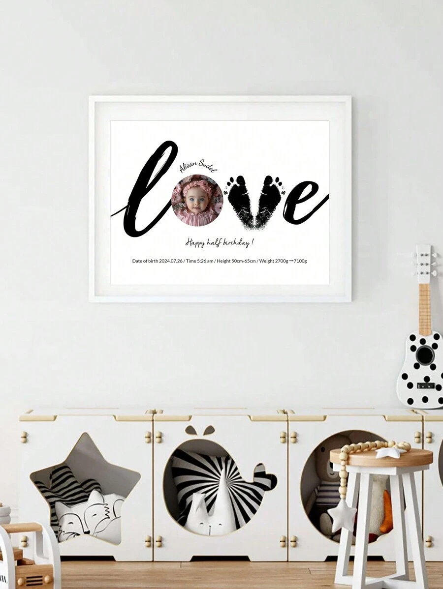 1pc 40x30cm Aangepaste decoratie muur kunst pasgeboren baby portret foto gepersonaliseerde vezel canvas print, rechthoekige frameloze muur decor voor slaapkamer, woonkamer, huis