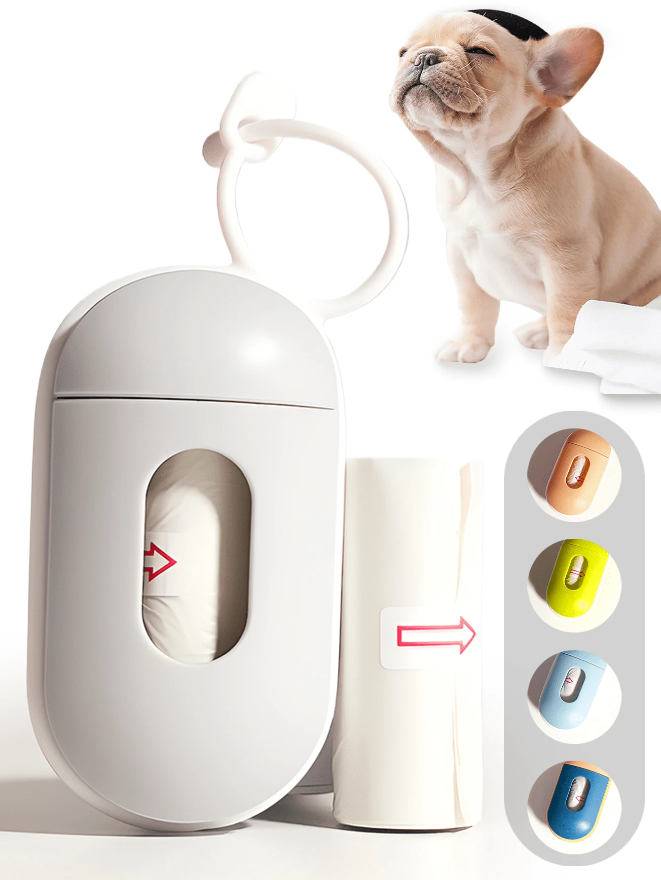 1 pezzo (include 1 rotolo di sacchetti per rifiuti) Porta sacchetti per escrementi di animali domestici portatile, dispenser di sacchetti per rifiuti di cani da esterno