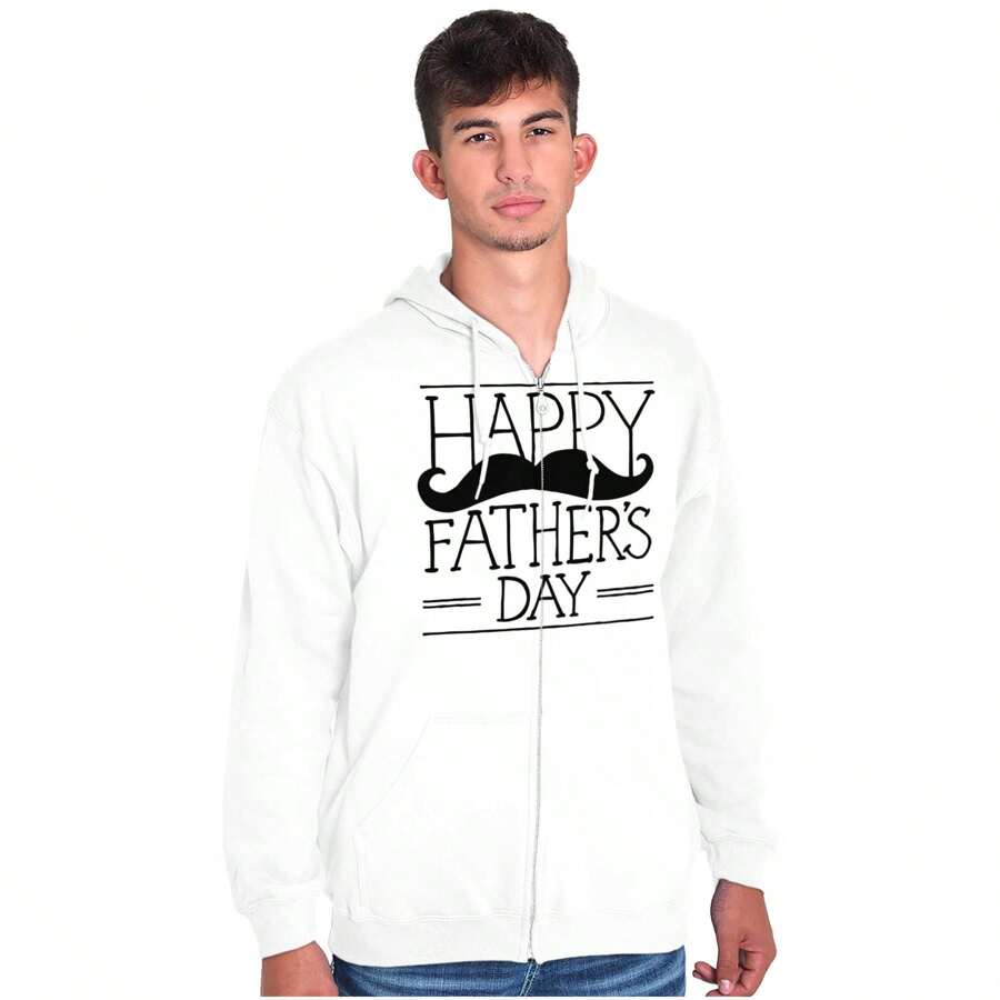 Happy Father's Day Dad Mustache Zip Hoodie Sweatshirt Men