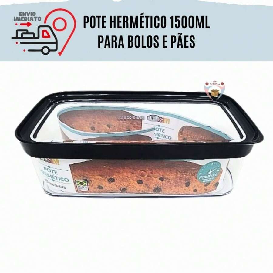 Pote Hermético 1500ml Anti Impacto Medias Porcoes Porta Mantimentos Para Bolos, Pães , Bolacha, Torrada