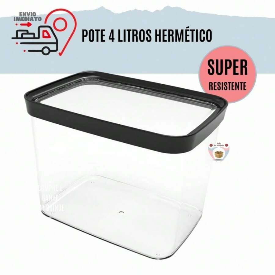 Pote Hermético Cozinha 4 Litros Pote Hermetico 4000ml Porta Mantimentos para grãos arroz ração Resistente