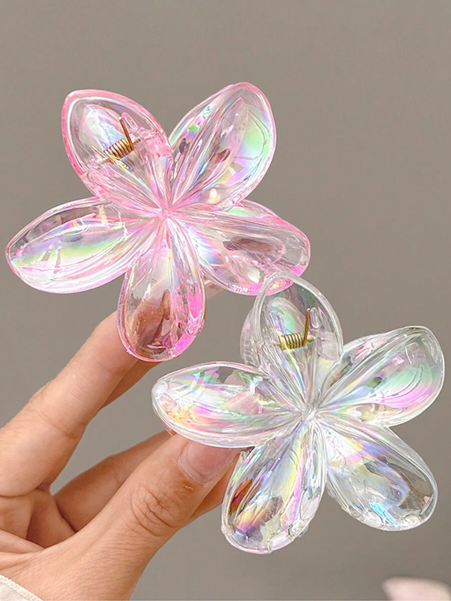 2 piezas Pinzas de pelo de plástico elegantes de 7.5cm/2.95in con escamas de sirena blancas y negras y flores láser, accesorios versátiles y elegantes para uso diario, fiestas, viajes, duchas, maquillaje, San Valentín, garras para el cabello, pinzas para el cabello, accesorios para el cabello para la escuela