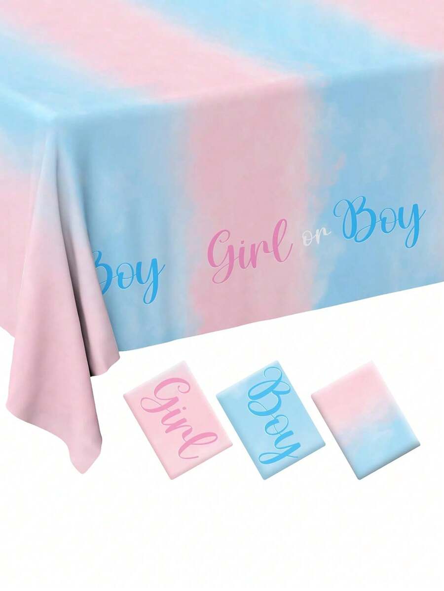 1pc Gender Reveal Party Supplies Wegwerptafelkleed Waterdichte Plastic Tafelhoezen Voor Jongen Of Meisje Gender Reveal Party, Babyshower En Verjaardagsfeest Decoraties Babyshower Familie Decoraties Geschenken