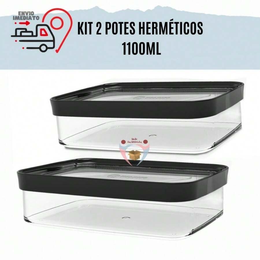 Kit 2 Peças Potes Hermerticos 1100ml Para Frios Presunto Queijo Anti Impacto Medias Porcoes Porta Mantimentos Para Grãos Frutas Cereais Maracarrao
