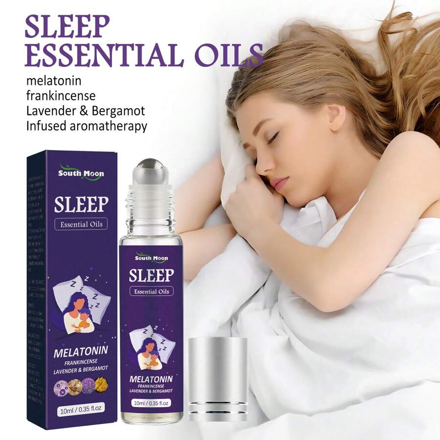 Óleo Essencial Roll-On para Dormir, Ajuda no Sono, Alivia a Ansiedade, Massagem para Dormir Rápido, Óleo Natural à Base de Plantas