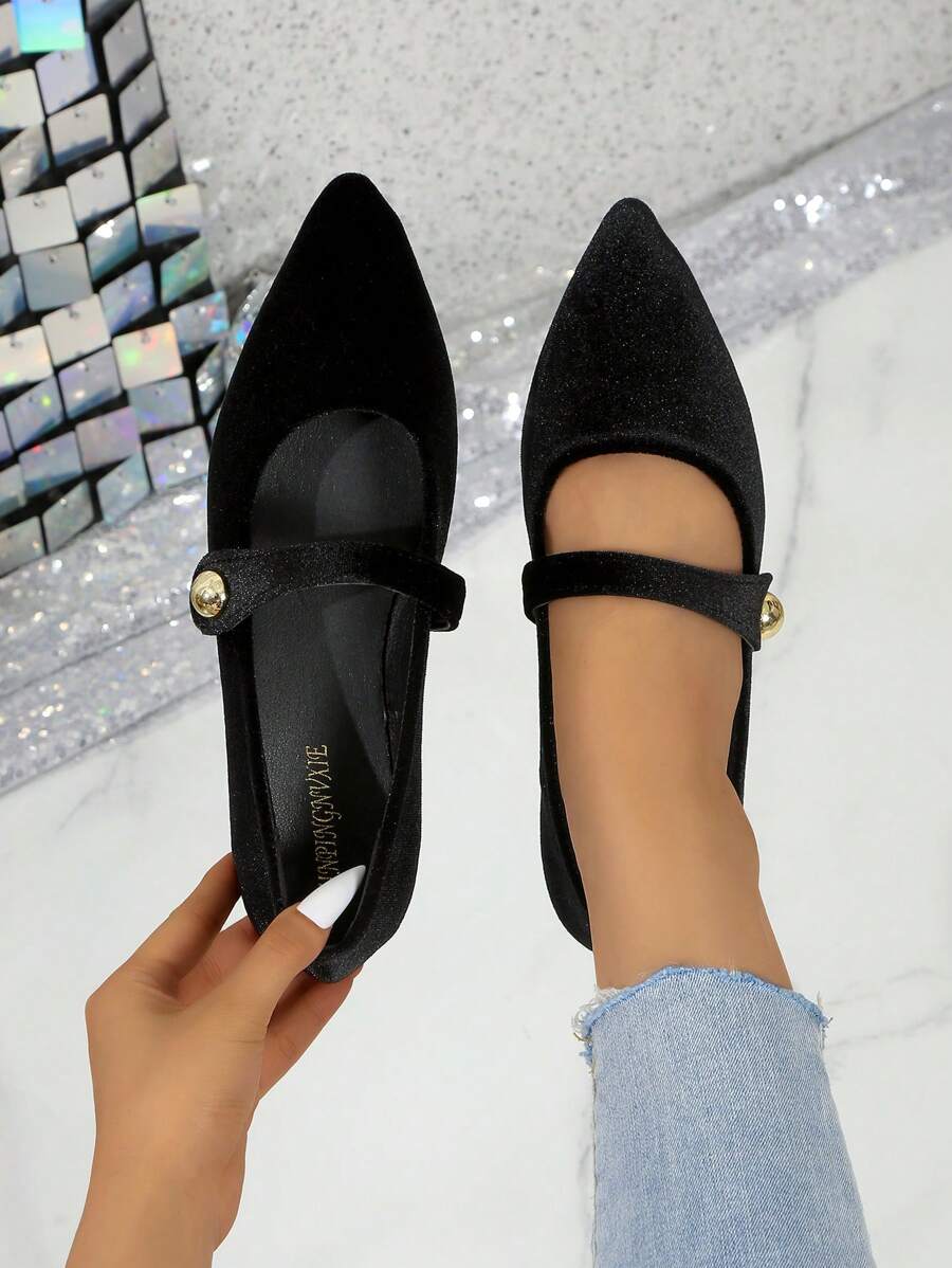Zapatos casuales de mujer de puntera plana y punta afilada, de slip-on, cómodos y para exteriores, unicolor, para el Día de San Valentín