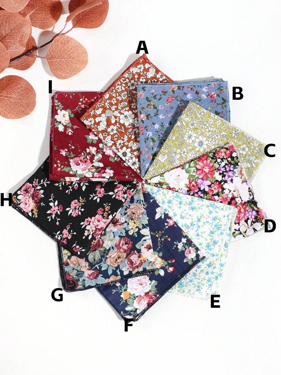 1pc Men's Casual Ditsy Floral Pattern Pocket Square Handkerchief, Suitable For Dating, Daily Wear, Banquet Matching
