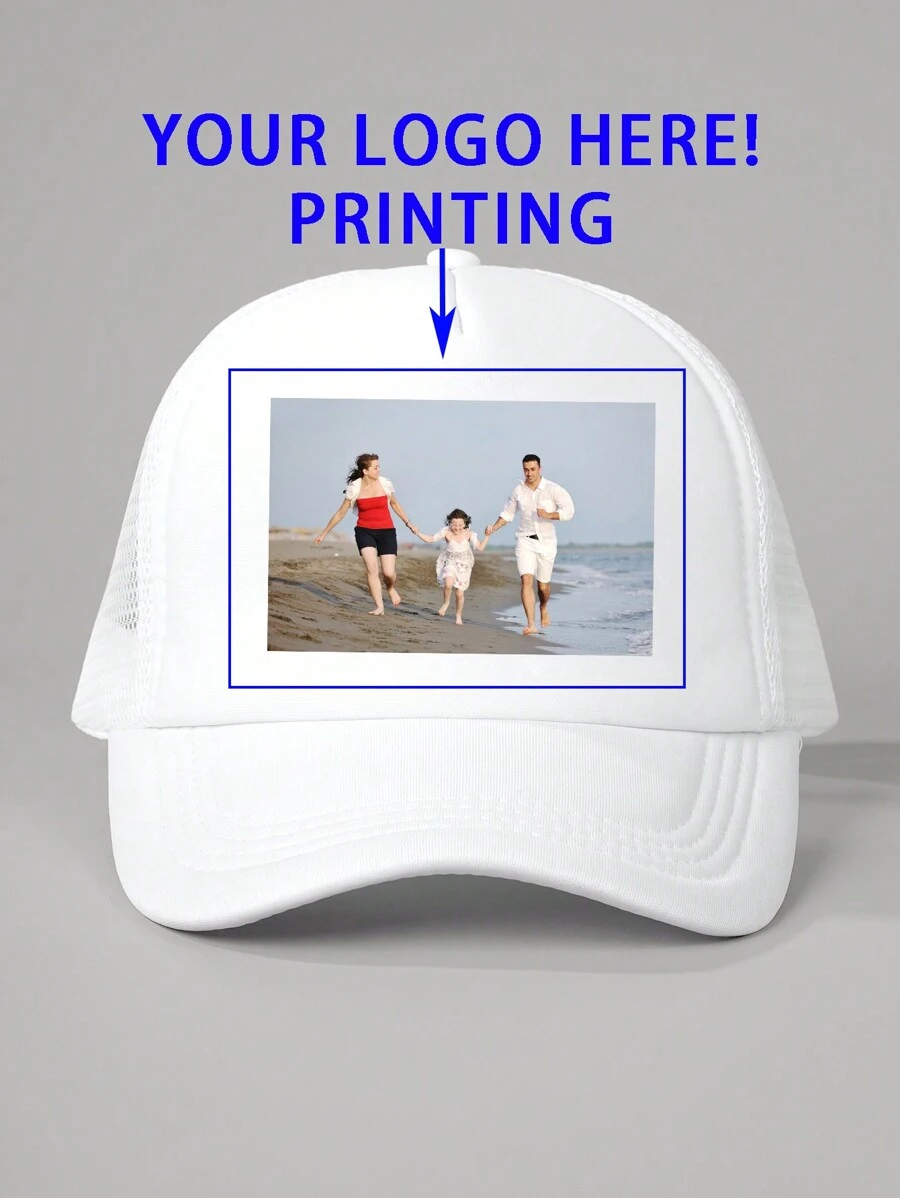 1 pièce Casquette de baseball à maille personnalisée imprimée d'une photo, de couleur unie/contrastée, réglable, casquette décontractée résistante aux UV pour l'extérieur, convient aux jeunes pour Halloween, idées de cadeaux pour la Fête des Valentins, la rentrée et l'hiver