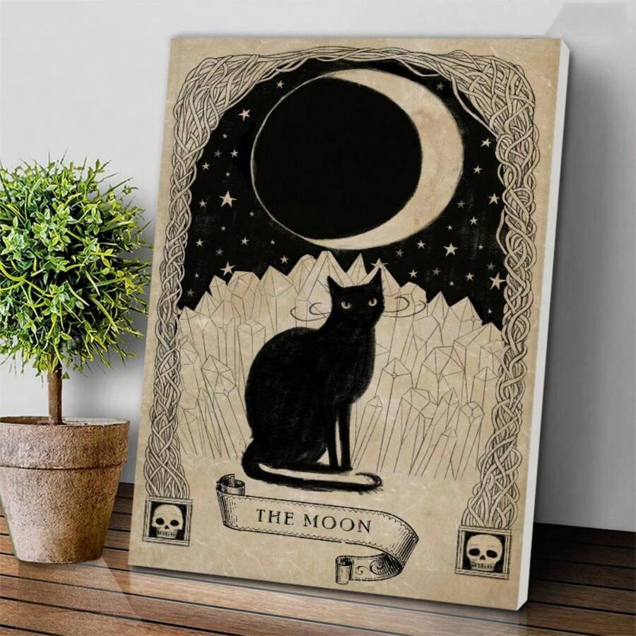The Moon Wooden Framed Canvas Painting Wall Art Prints For Home Decoration, Living Room & Bedroom, Festival Party Decor, Gifts, Ready To Hang