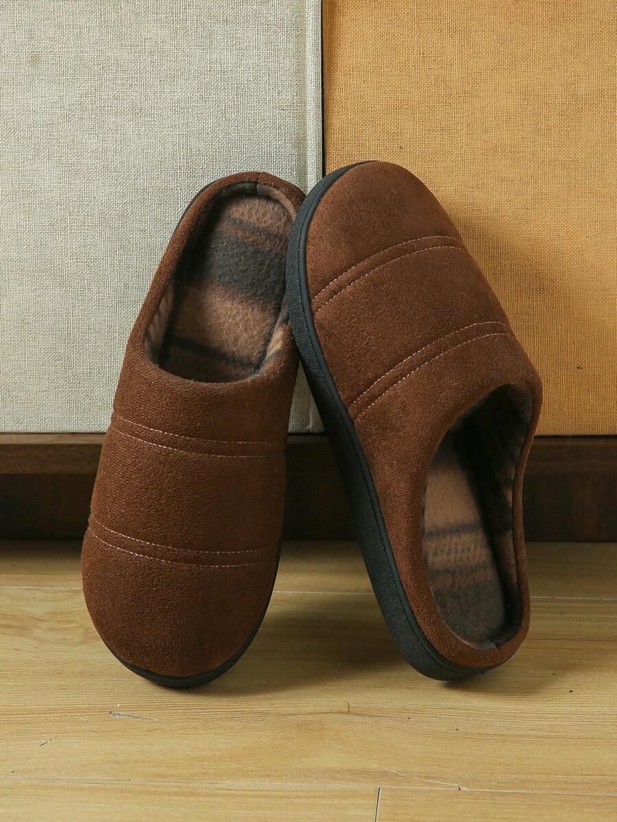 Simple Plaid Casual Men Suede Non-Slip Indoor/Outdoor Slippers