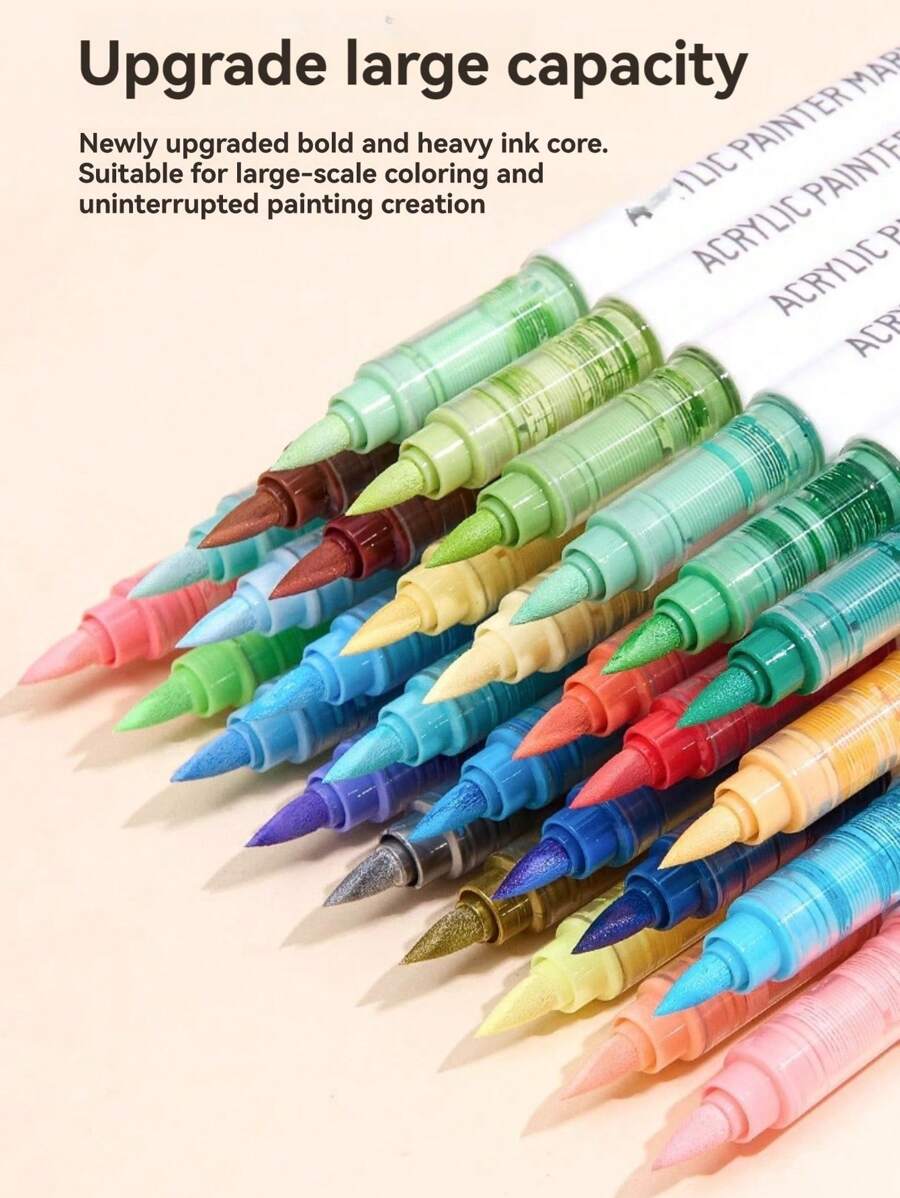 9 Stücke gerade Flüssig-Acryl Marker Stifte mit weichen Spitzen für Kunststudierende, geeignet für nicht-transparentes Graffiti und stapelbare Farben, verwendbar für DIY Malerei auf Holz, Keramik und Steinen