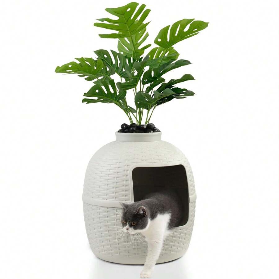 RoyalCraft Hidden Cat Litter Box Enclosure With Decorative Planter