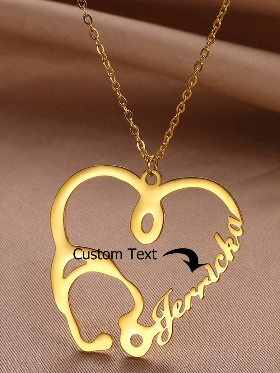 Aangepaste stethoscoop ketting gepersonaliseerde naam kettingen voor vrouwen mannen gezondheidszorg werknemers hart choker verpleegster arts diy roestvrijstalen sieraden unieke geschenken