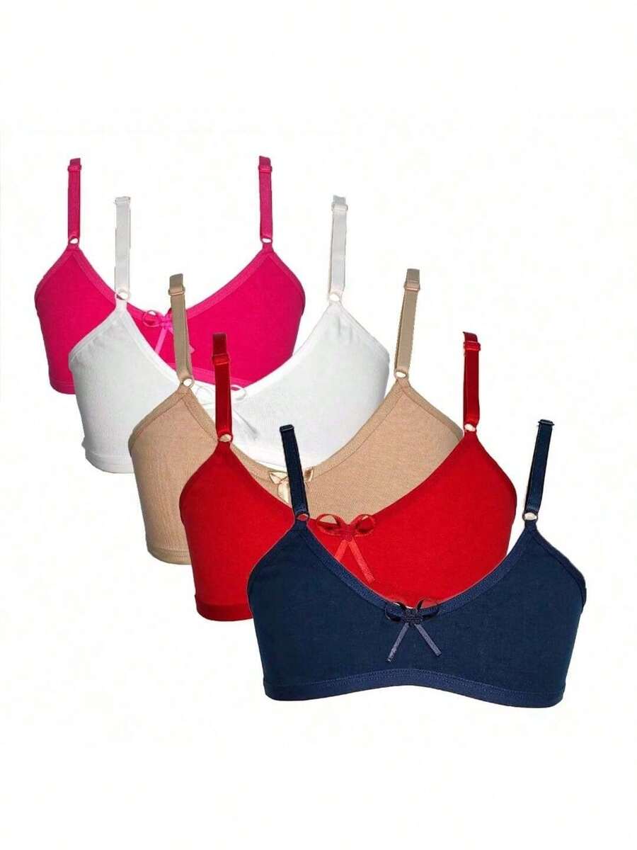 Kit C/ 5 Sutiã Juvenil Infantil Menina Moça Adolescente Cotton Algodão Com Colchete Atrás