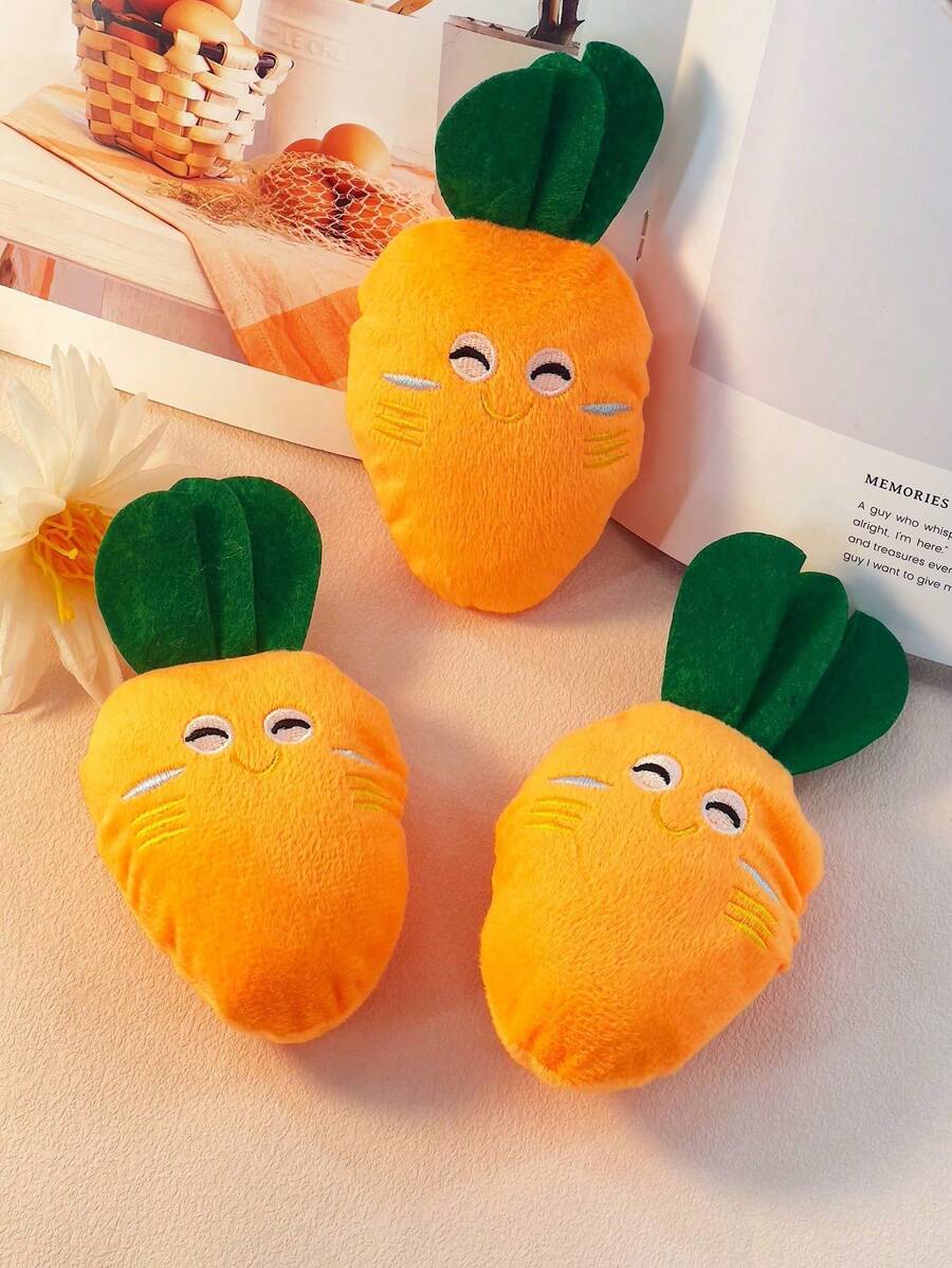 1pc Pet Dog Plush Sound Toy, Pets Cat Carrot Plush Toy, For Pet Use Only