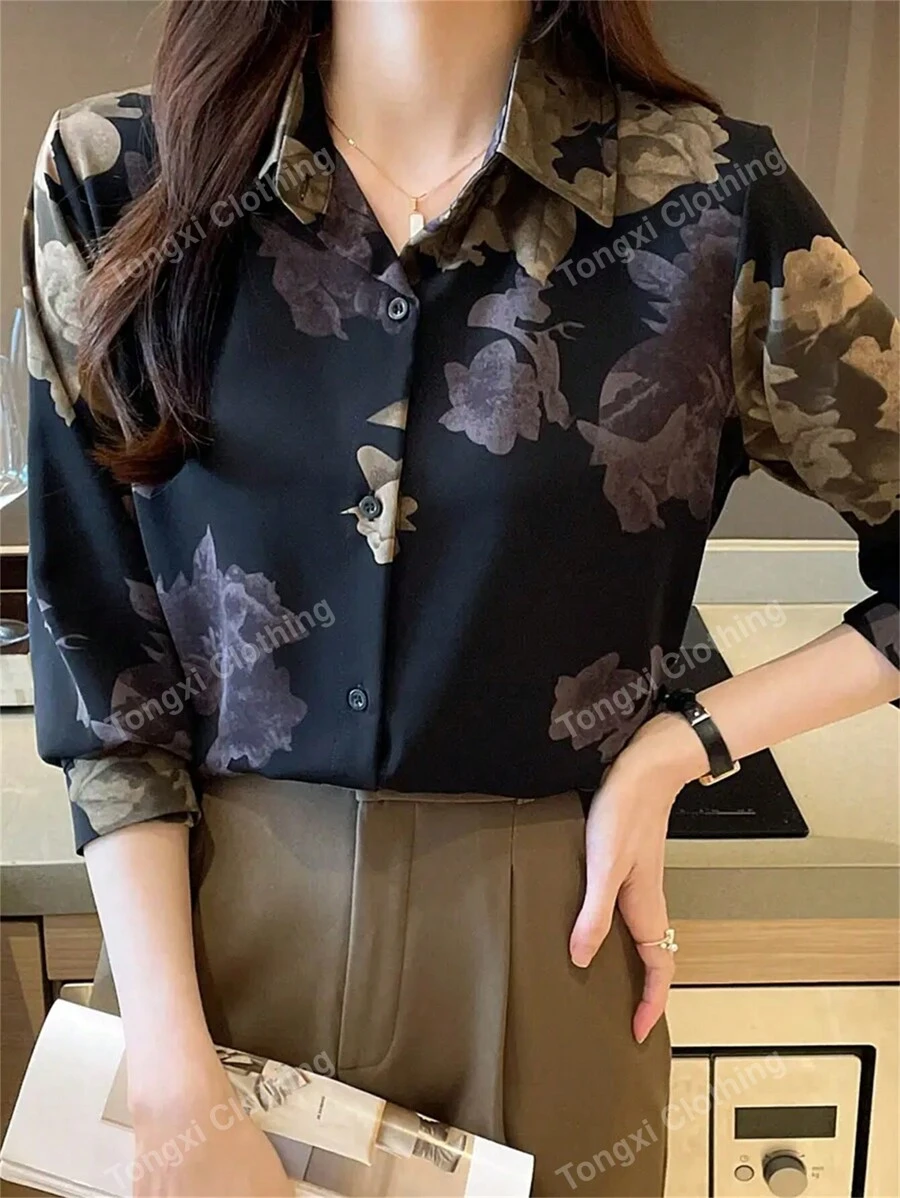 Women Floral Print Casual Long Sleeve Blouse,Long Sleeve Tops