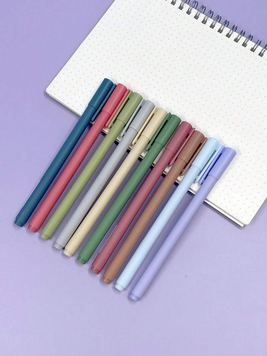 10pcs/Set Morandi Color Neutral Pen Set, Colored Water Pen, Simple And Quick-Drying Stationery For Students And Planners Back To School
