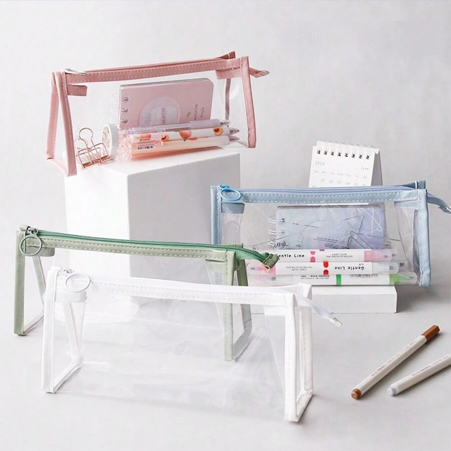 1 Piece 1/2/4/6 Layers Transparent Large Capacity Pencil Case Bag Pen Pouch PVC Waterproof Organizer Storage Cosmetic Bag For Students Go To School Supplies Stationery, Back To School, School Supplies, Pencil Pouch, School Bag