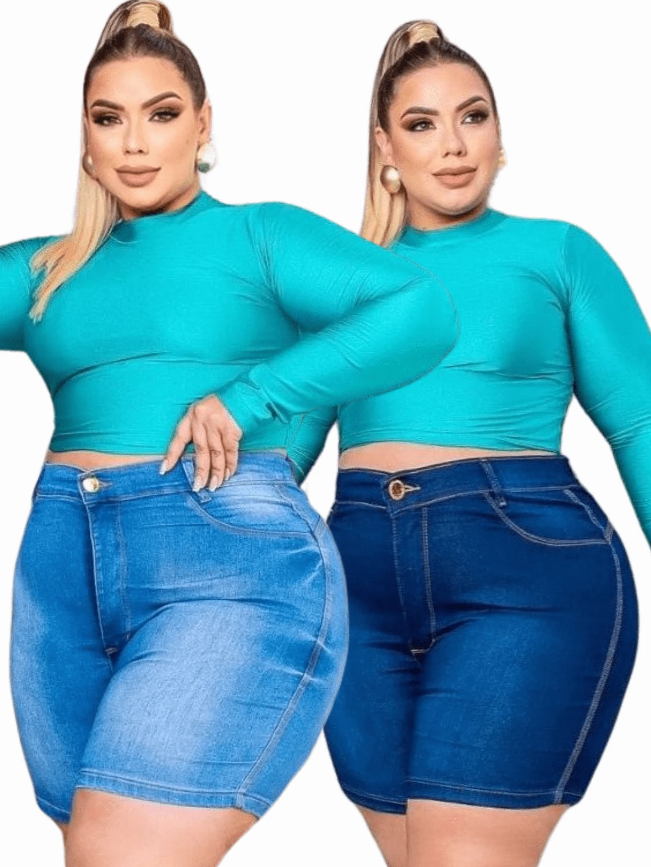 Kit 2 Shorts Jeans Plus Size Feminino Com Lycla (Elastano)