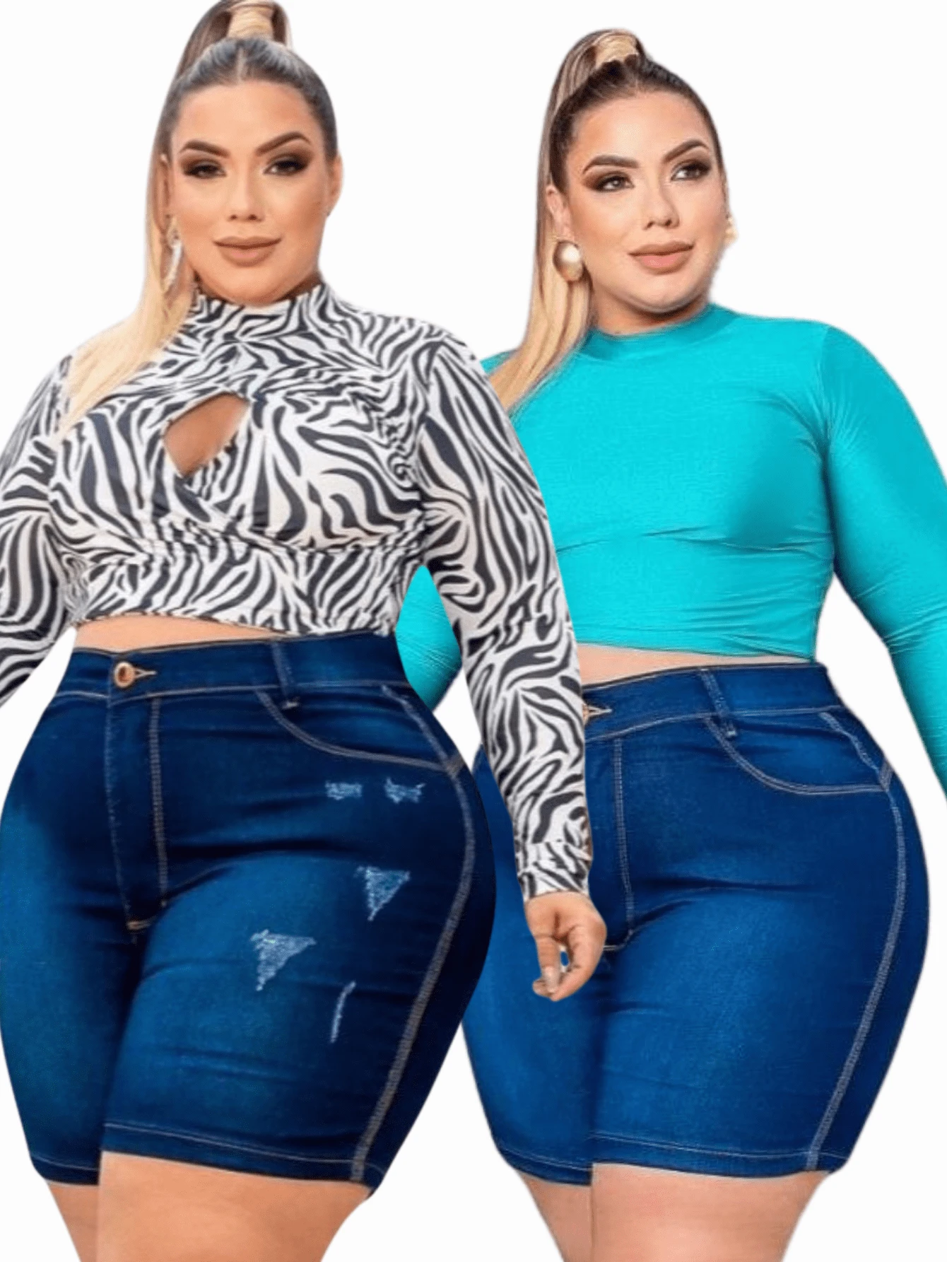 Kit 2 Shorts Jeans Plus Size Feminino Com Lycla (Elastano)