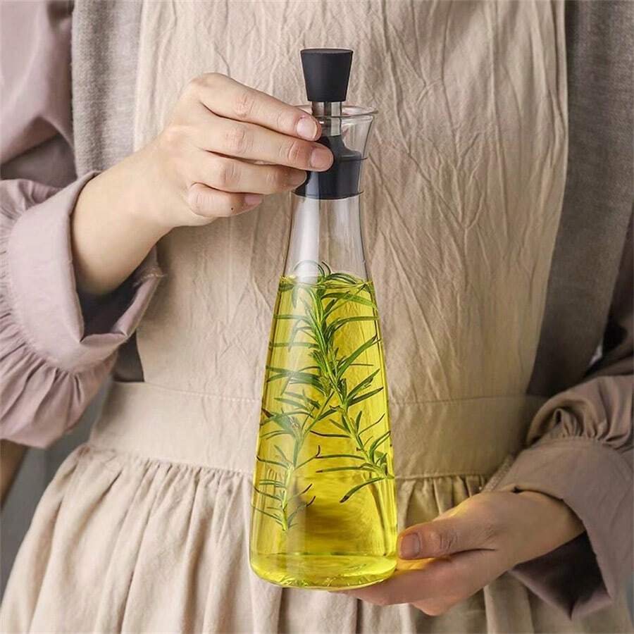 1 pieza Aceitera de estilo danés para el hogar, botella de vidrio borosilicato resistente a fugas apta para aceite, salsa de soja, vinagre, adecuada para exteriores, cocina, Navidad, Año Nuevo