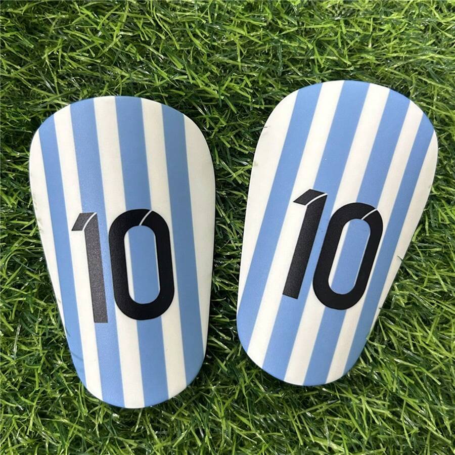 1 par de espinilleras de entrenamiento de fútbol con mini estrellas multicolor de tipo insertado grueso, protector de pantorrillas antichoque