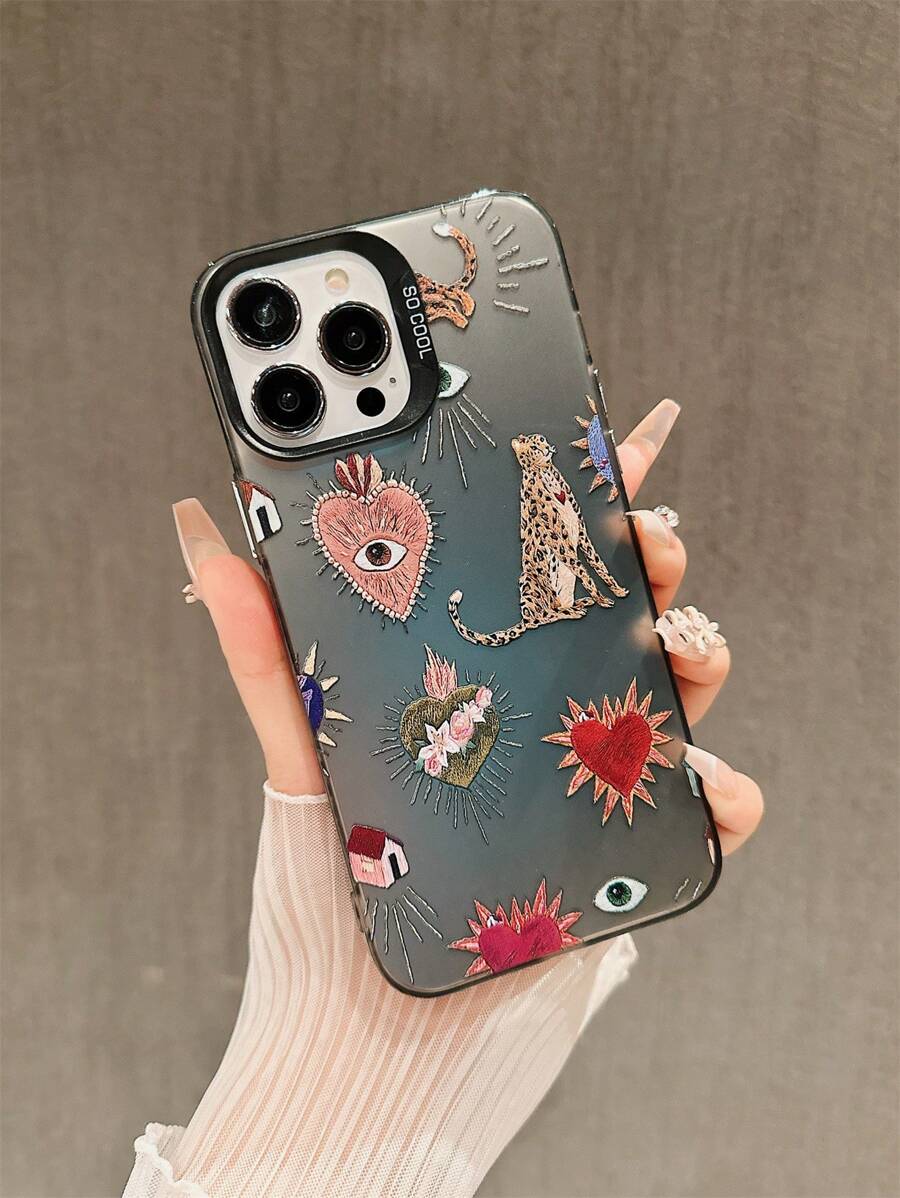 Étui de protection souple en TPU avec motif œil de tigre et imprimé léopard pomme, compatible avec iPhone 15 Pro Max, 14 Plus, 13 Pro Max, 12, 11, 7G, 7P, IX, XR, XS Max