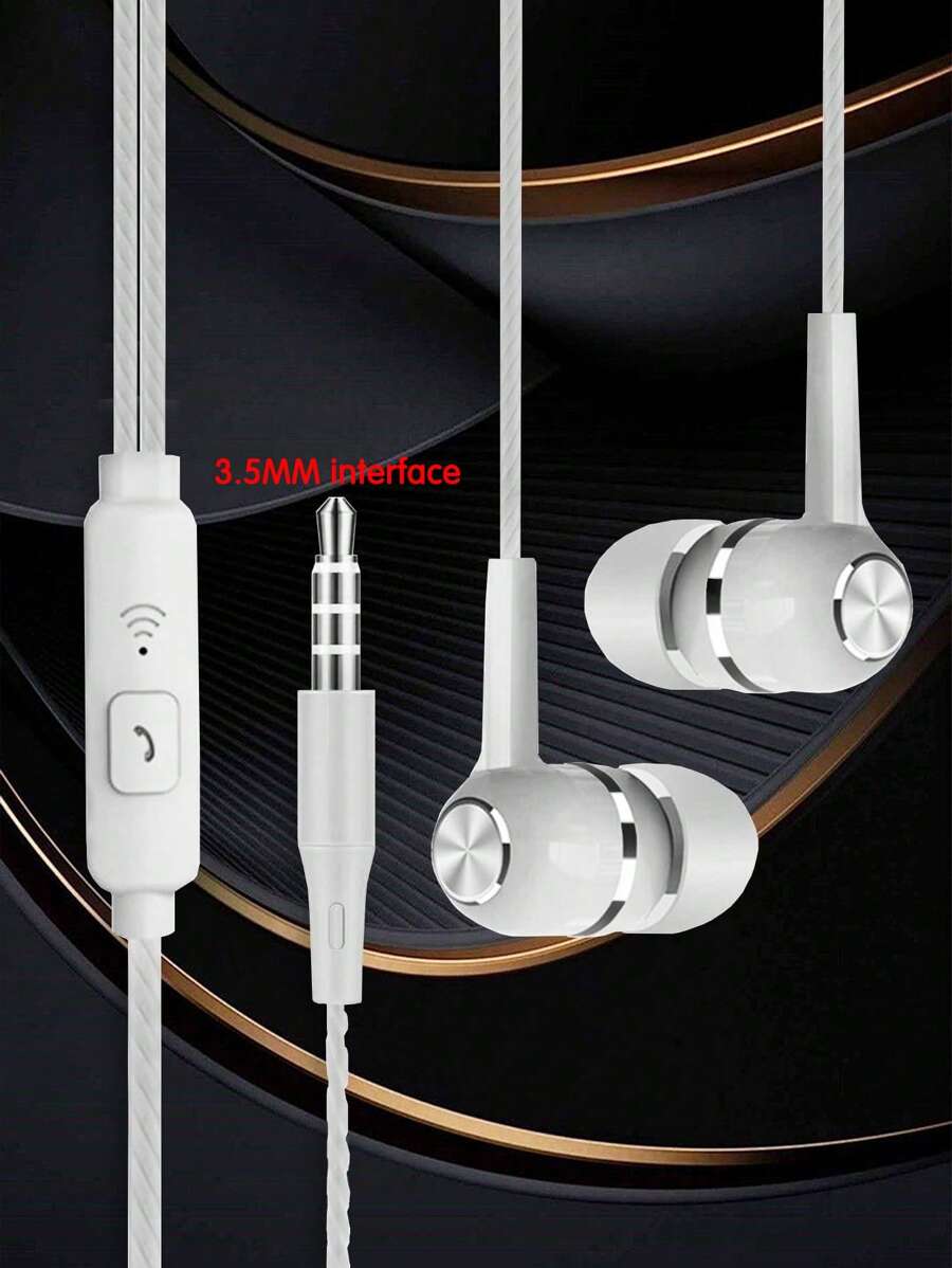 3.5mm Crystal Line Wired In-Ear Earphones, High-Definition Sound Quality, Anti-Design, Comfortable To Wear, Compatible With Smartphones, Computers, MP3 Players, Classic And Fashionable Appearance
