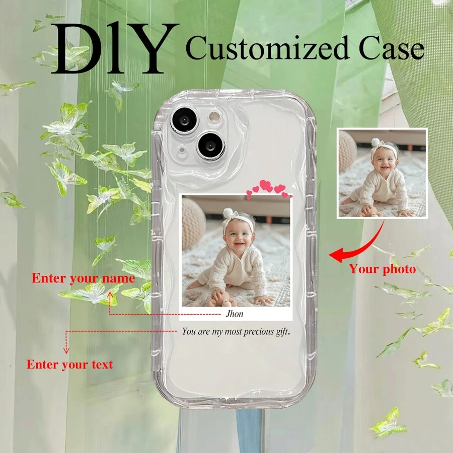 1 pieza Funda de teléfono de material TPU transparente y suave, con protección de cobertura completa, compatible con Apple iPhone 15/15Pro/15 Pro Max/Plus. Personalizable con fotos, imágenes, regalos de cumpleaños, regalos de aniversario, ideal para regalos personalizados para él/ella, familiares, amigos, novio/novia, la mejor opción para fundas de teléfono personalizadas.
