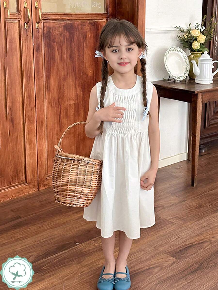 1 pièce Robe débardeur à encolure dégagée minimaliste de style de vacances pour filles, été