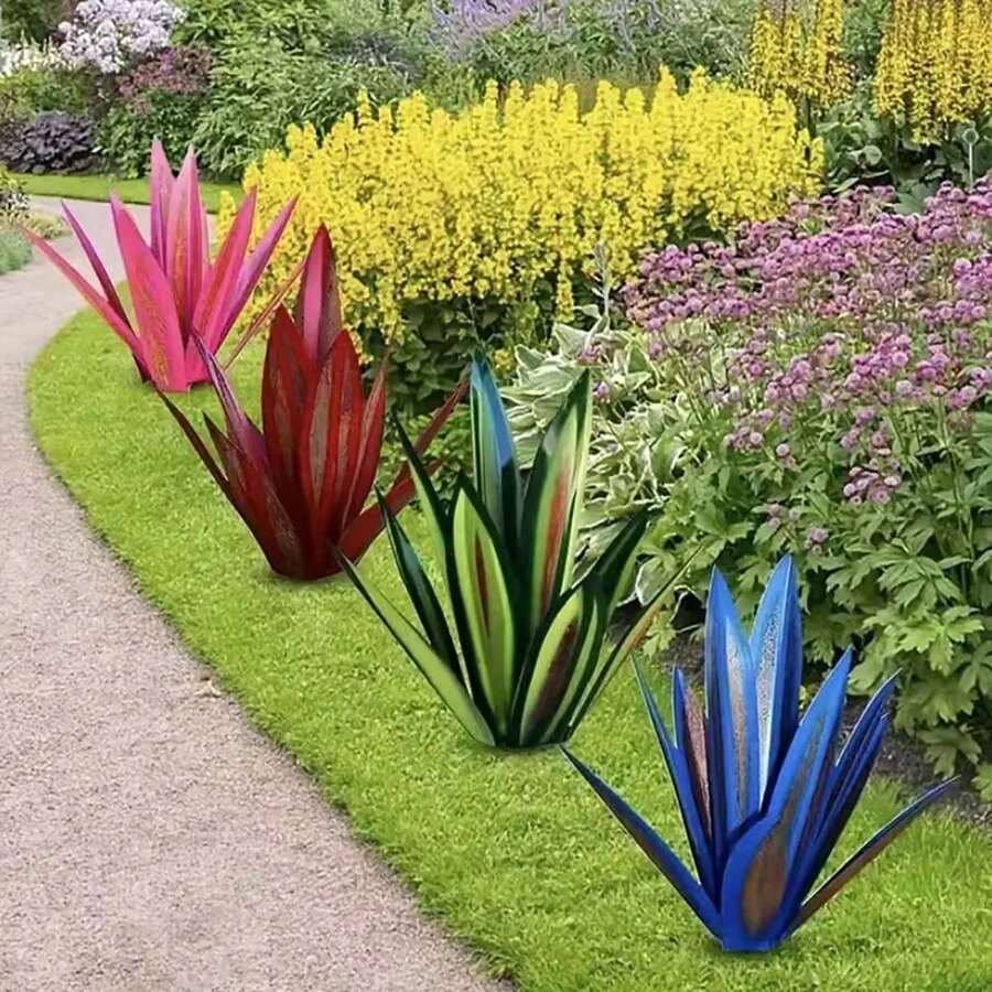 Metall Agave künstliche Tequila Landschafts-Skulptur, DIY Metall Agave Pflanze Heim-Dekoration, ländlicher handbemalt Stil