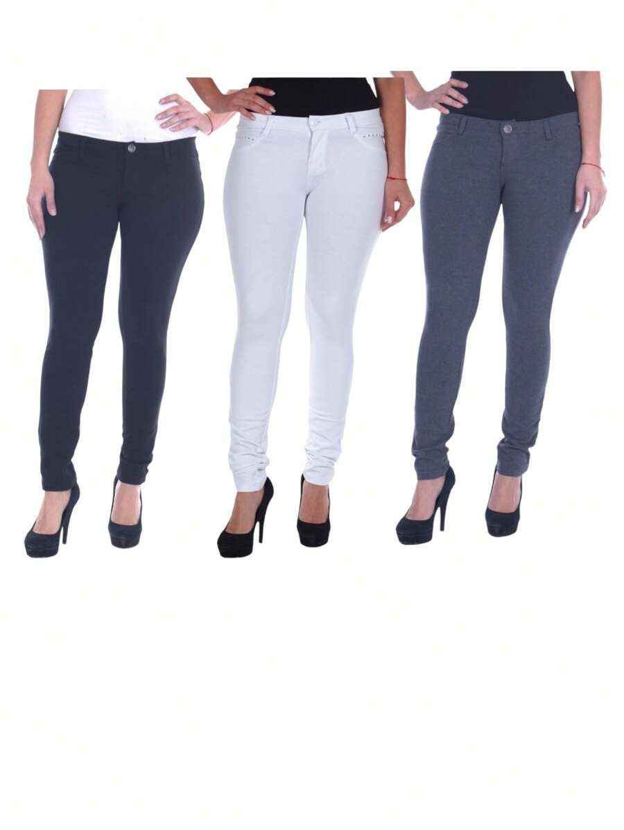 3 PACK Women Stretchy Fashion Molten Pants Size 3/4 To 15/16