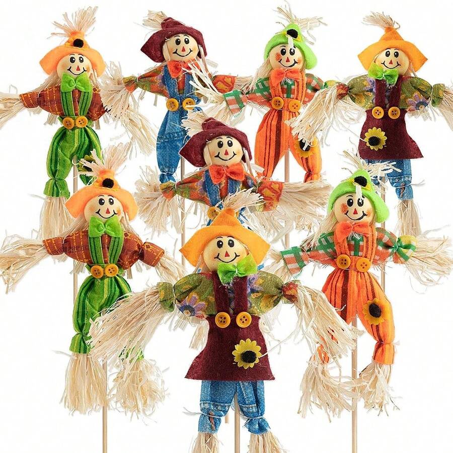 1 pièce Décoration d'épouvantail d'Halloween pour l'extérieur, style aléatoire, épouvantail d'automne de 30 cm pour la récolte. Décorations d'épouvantail debout pour le jardin, la maison, l'école, la cour, le porche, la décoration d'action de grâce