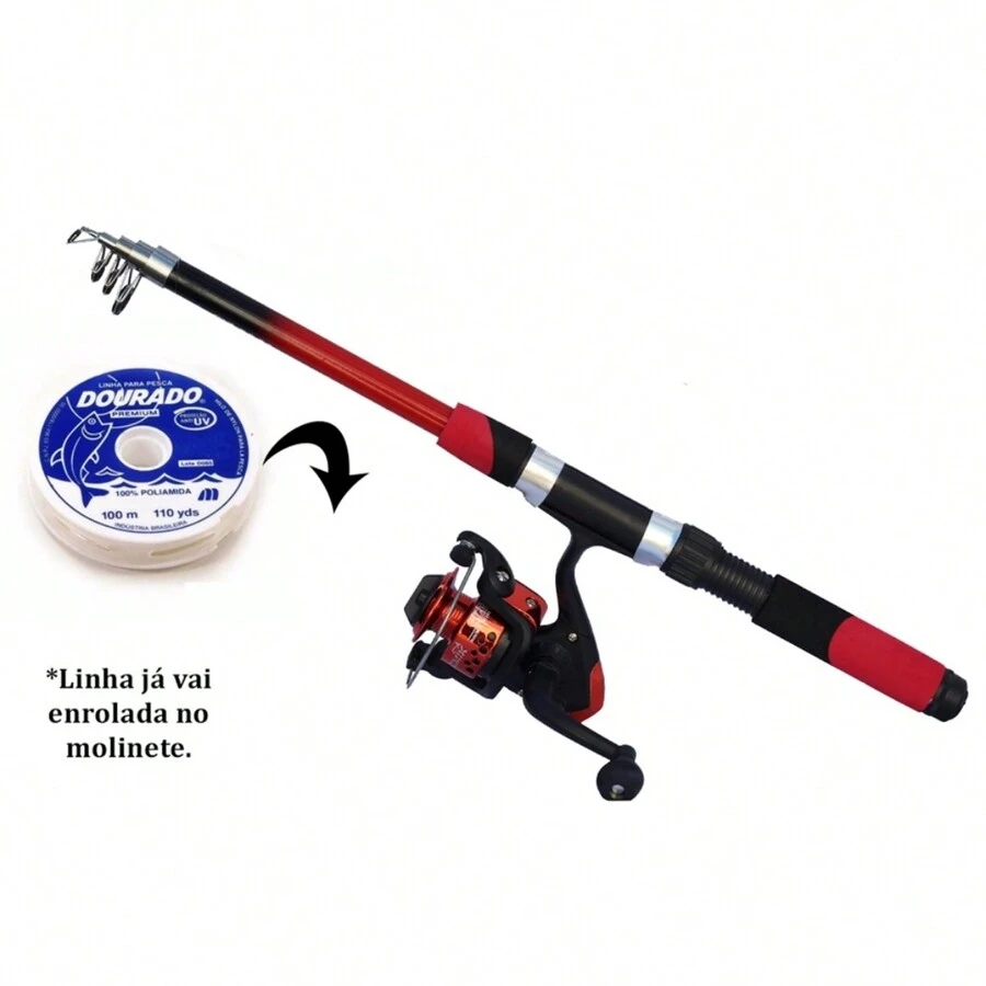 Kit de Vara de Pesca Telescopia Com Molinete Ultra Light Com Linha Promoção