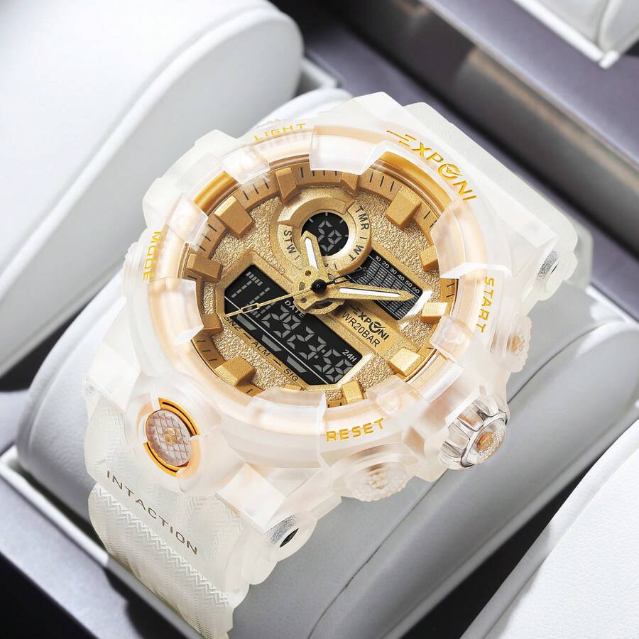YaLaLuSi 1pc 2025 New Fashion Transparent Multifunctional Electronic Wristwatch Simple And Convenient Luminous Display Night Reading With Calendar Stopwatch Alarm Clock And Other Multi-Functions Not Easy To Break The Wristband Daily Commuting Business Style Sports Style College Style Work School Party Vacation Wear For Family Friends Best Friend Holiday Gift Birthday Gift
