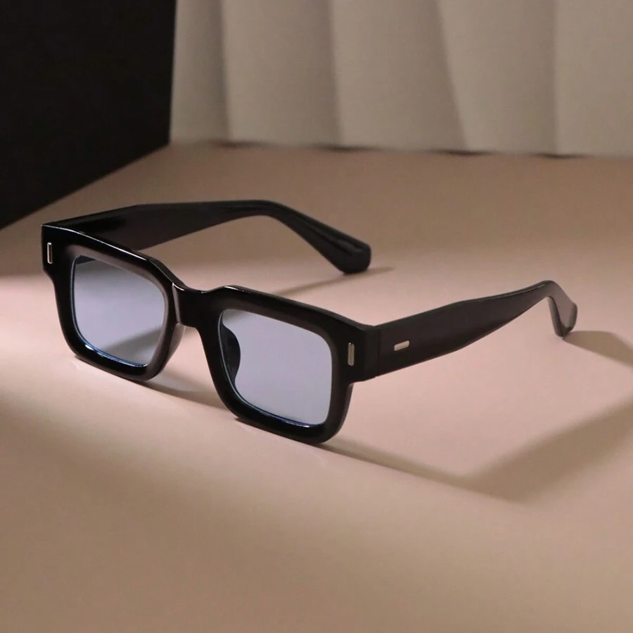 1 pieza Gafas cuadradas para hombres y mujeres de moda boho, adecuadas para usar de gafas de sol de vacaciones en verano, playa, al aire libre y viajes