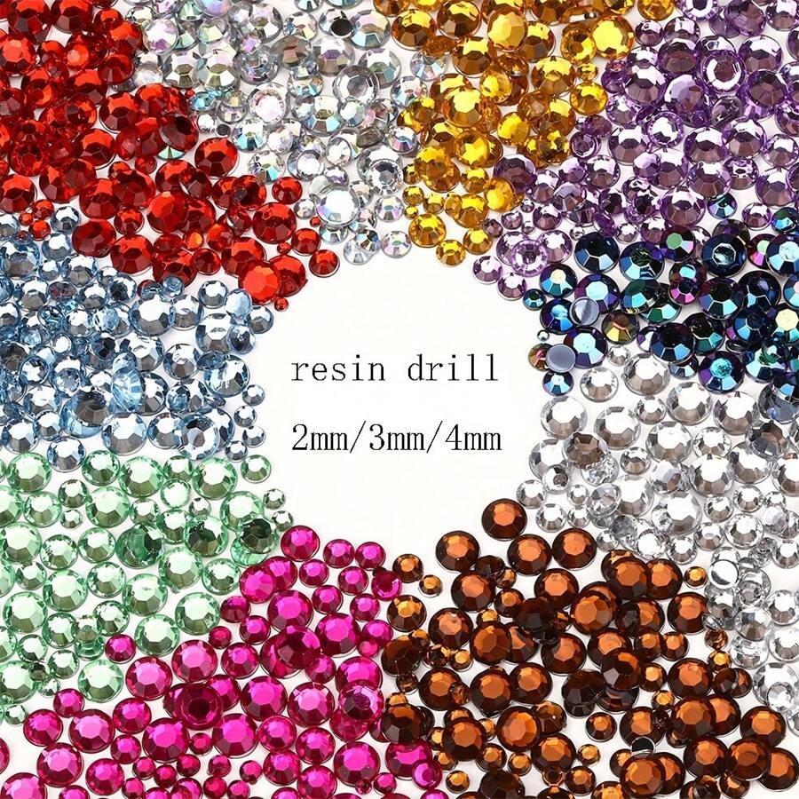 1000pcs Flat Back Resin Rhinestones, Resin Crystals, Round Flat Bottom Resin Gems, For Accessories, Shoes, Clothes, Cosmetics, Bags, Handmade DIY Art Decorations