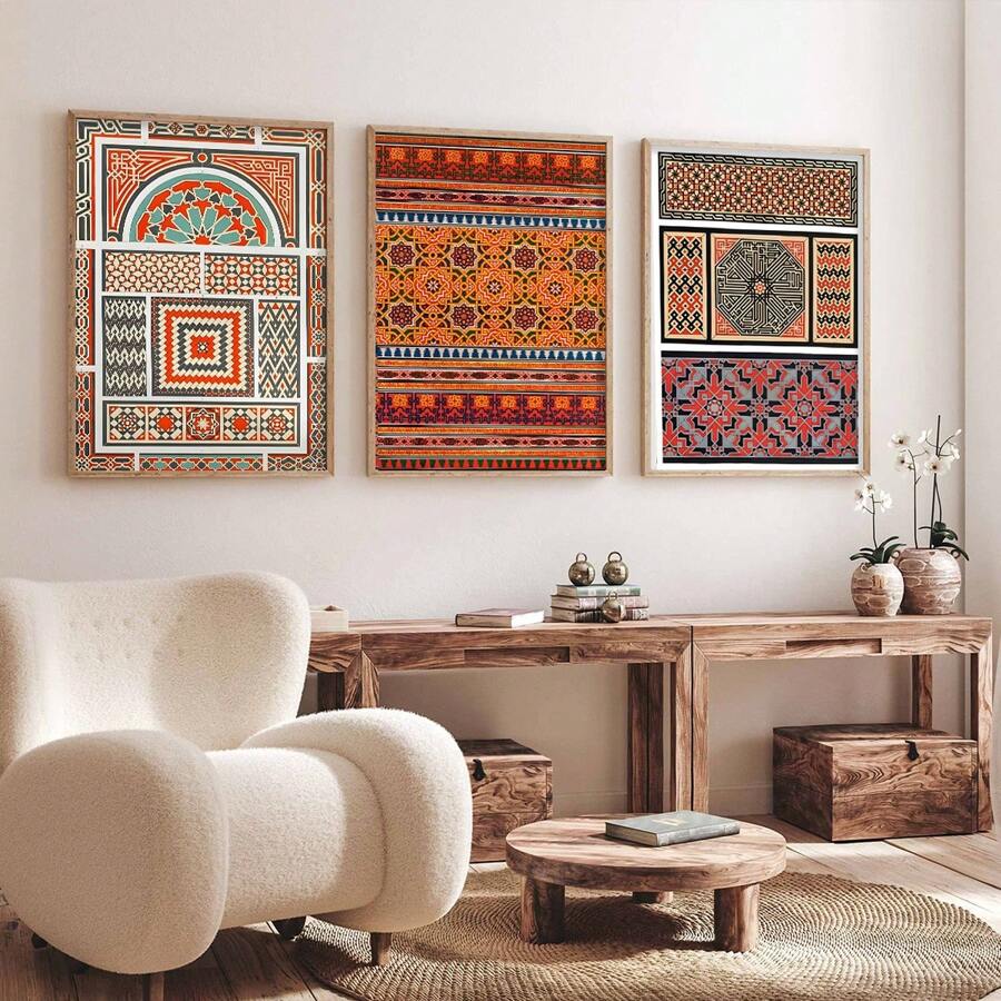 Conjunto de 3 impresiones árabes, arte de pared islámico, decoración islámica, decoración árabe, arte, decoración, arte de pared mogol, regalos árabes, carteles de decoración de pared, decoración de lienzo de pared, pasillos, dormitorios y sala de estar