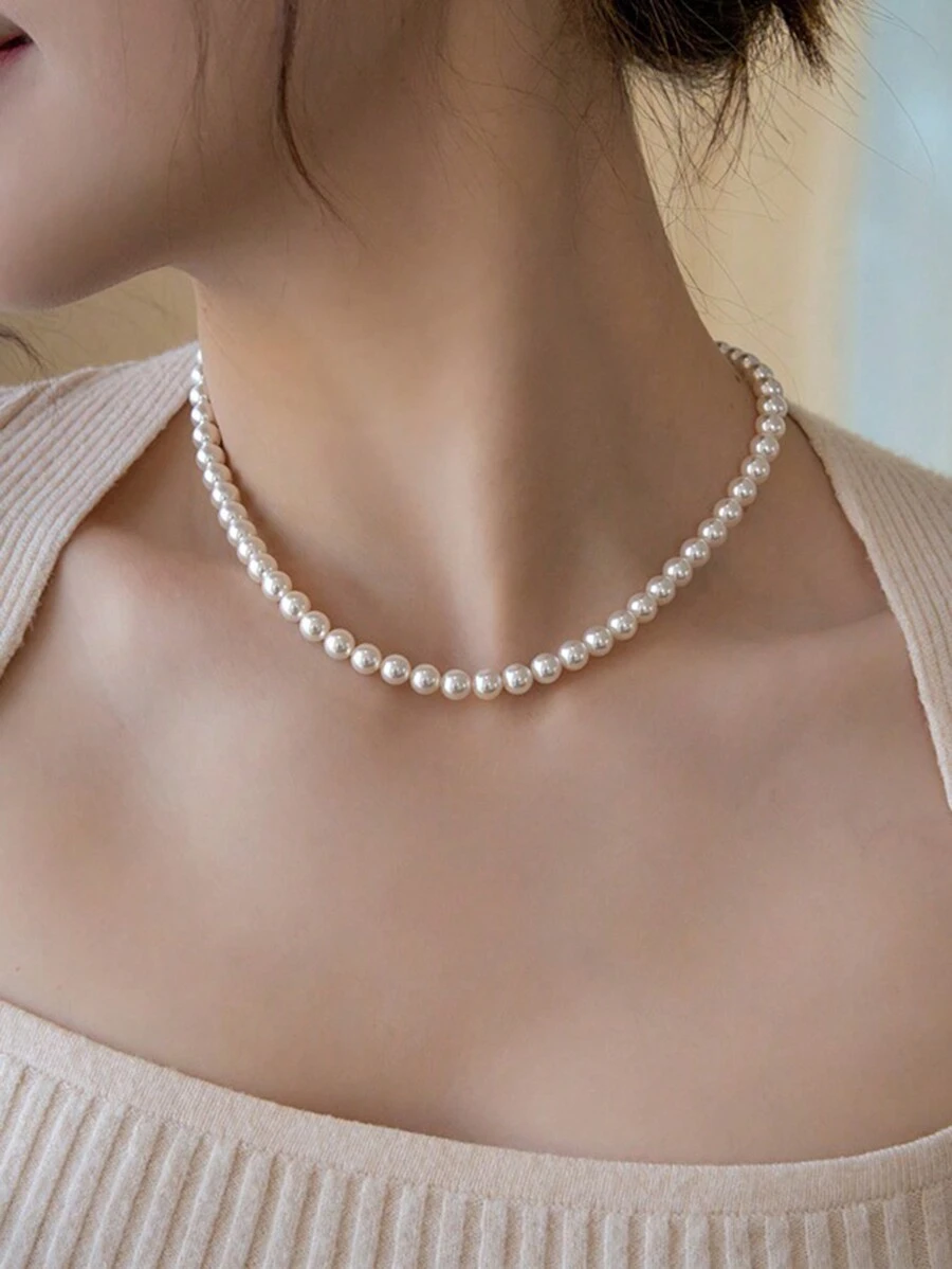 1 pièce Collier réglable en perle d'eau douce de culture fait main 1:1, élégant et gracieux pour femmes