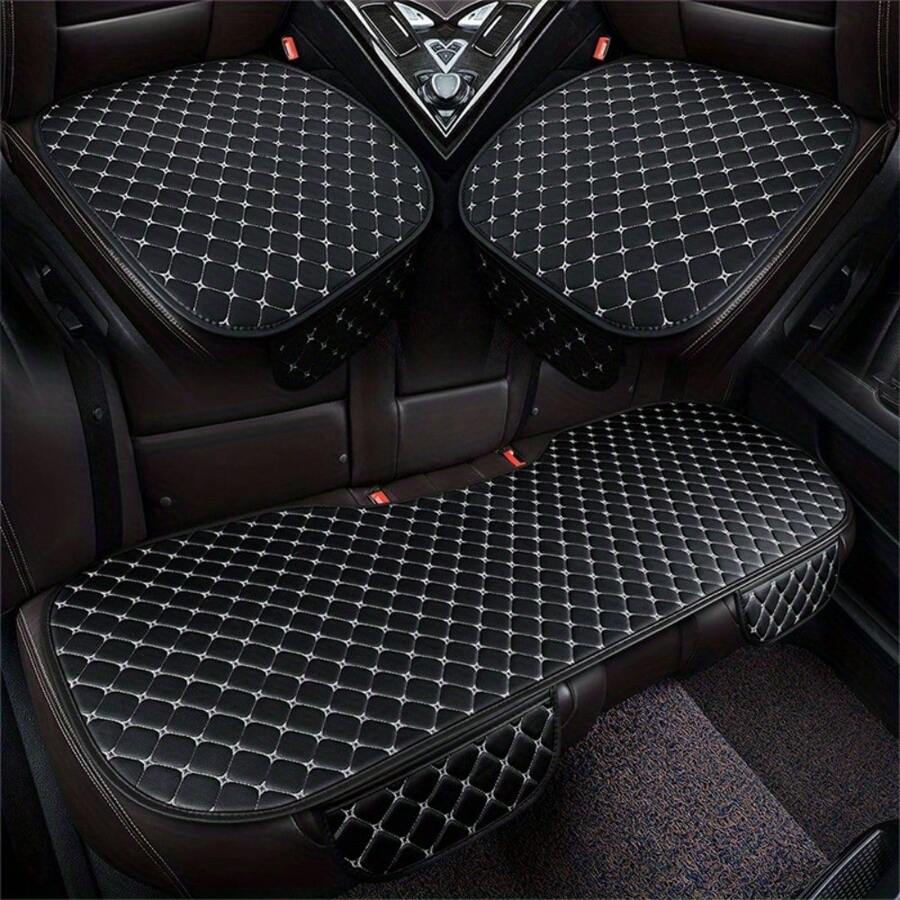 1 pièce/2 pièces/3 pièces Coussin de siège de voiture quatre saisons confortable Napa avec broderie d'étoile, sans dossier, universel et antidérapant