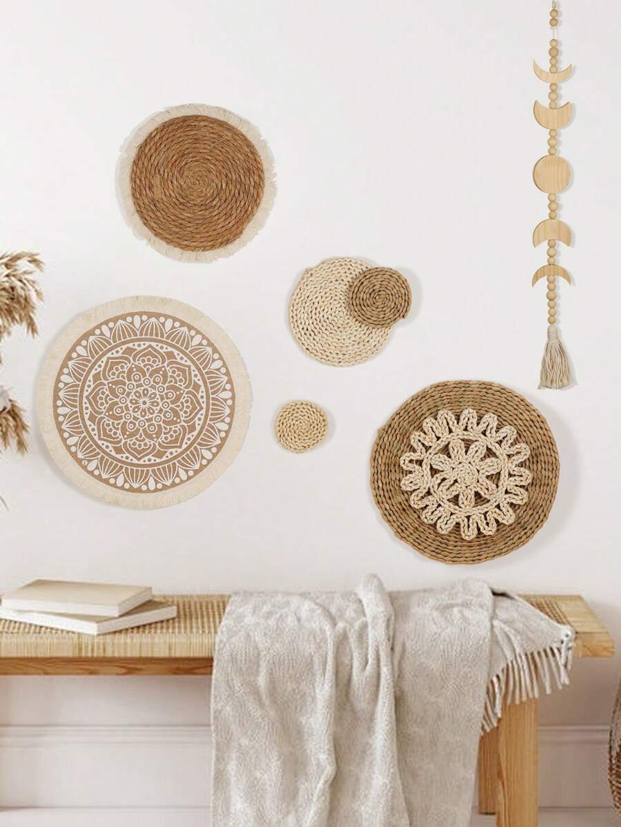 1pc/3pcs Bohemian Wooden Wall Art Weaving Decoration, Home Bedroom Wall Paintings Hanging,Home Decor ,Room Decor,Wall Decor Gifts Birthday Graduation