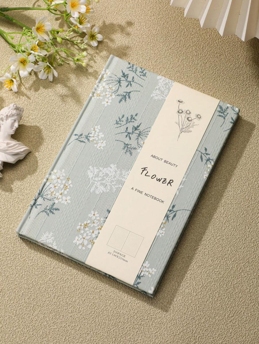 Flower Patterned Artistic Notebook With Fabric Cover, High Aesthetic Value,School Supplies,Back To School