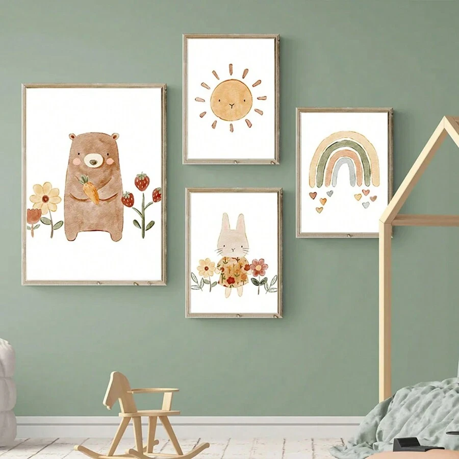 Baby Kinderzimmer Wandkunstdrucke - Süße und inspirierende Dekoration für Baby Mädchen und Jungen, Kinderzimmer, Spielzimmer, Babyzimmer - Ungerahmte Babyparty Familiendekoration Geschenke