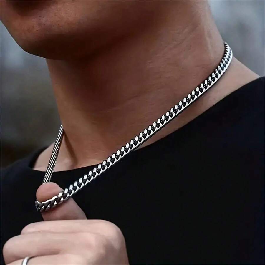 Collana in acciaio inossidabile, catena unisex stile hip hop, collane da collo, regalo di Natale, Capodanno, San Valentino e altre festività