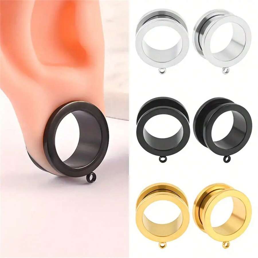 2 piezas Herramienta de medición de calibre de oreja de acero inoxidable, dilatador de orejas con baja alergia, joyería corporal
