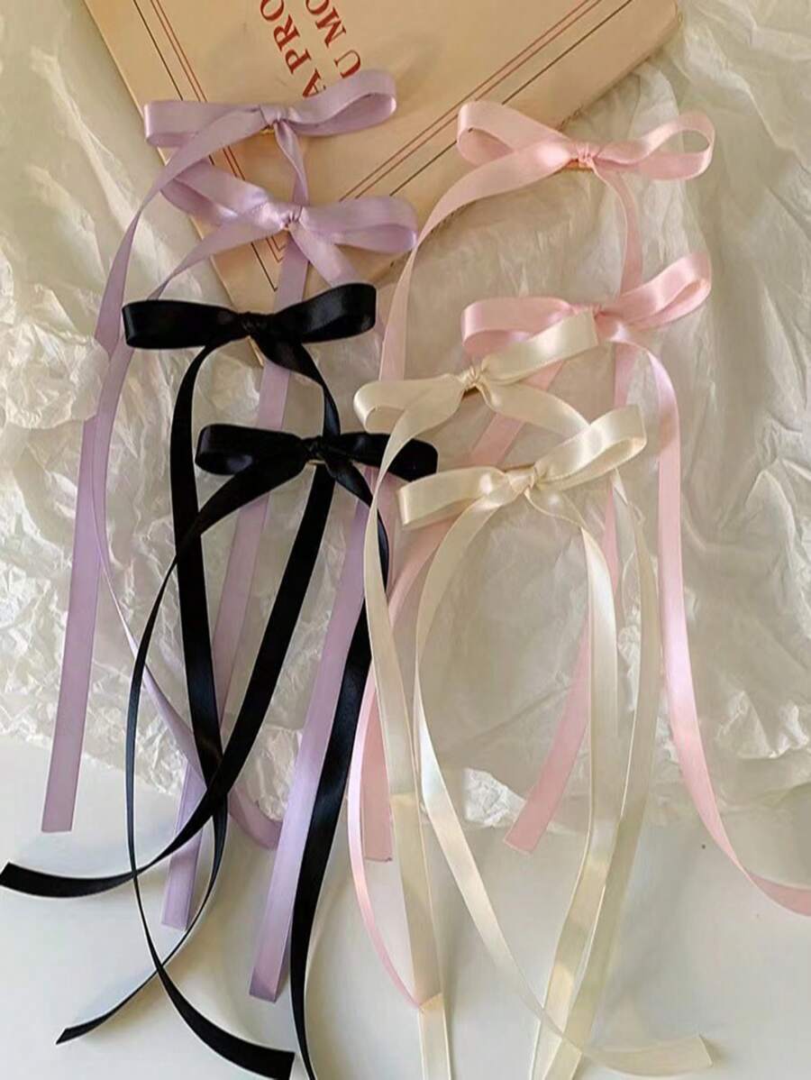 4/8/12pcs Ribbon Bow Decor Mini Hair Clips Side Clips, French Headbands For Girls Pigtails Hair Accessories