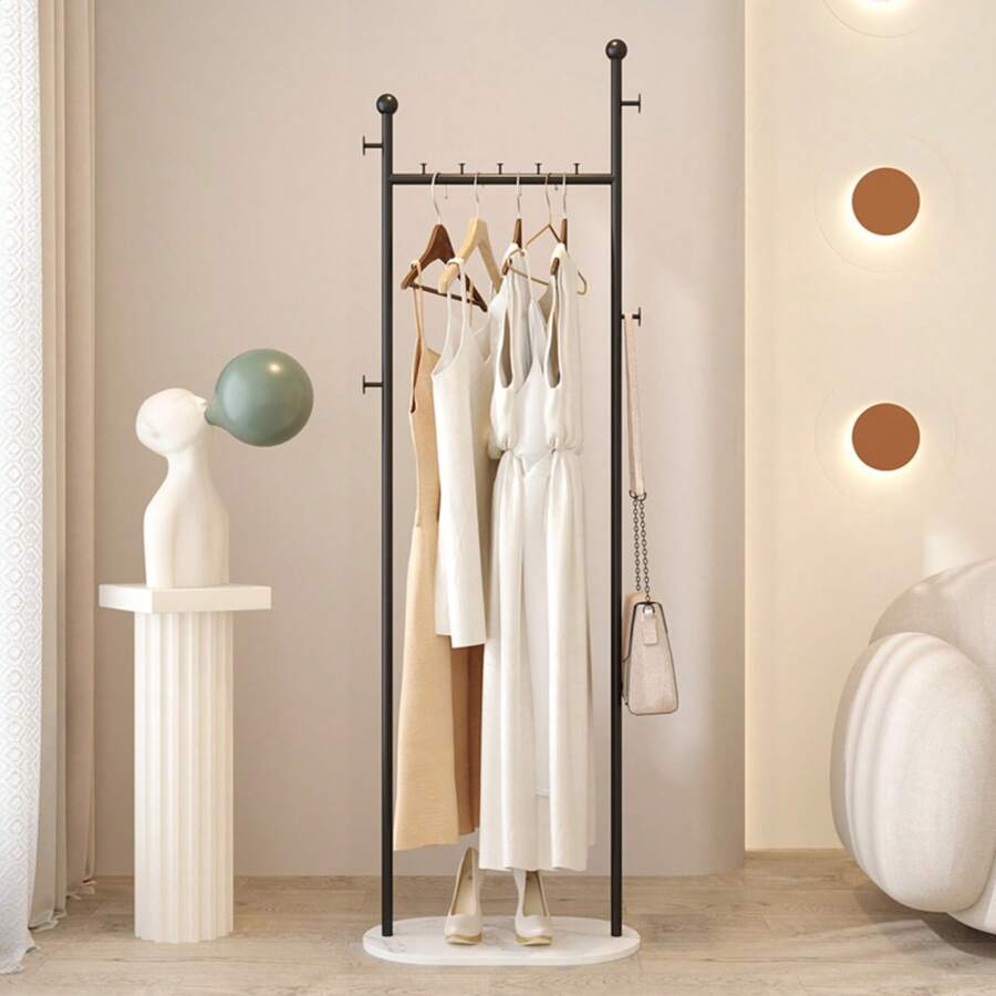 Perchero de pie de color crema, perchero de ropa de pie para el hogar, diseño minimalista para dormitorio, sala de estar, entrada